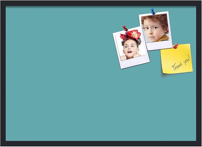 PinPix 34x24 Inch Cork Bulletin Board. This Decorative Framed Pin Board Comes with Aqua Pastel Design and a Satin Black Frame. Ideal for Home Office Decor or Message Board (PinPix-1806)-DeskLoop Office