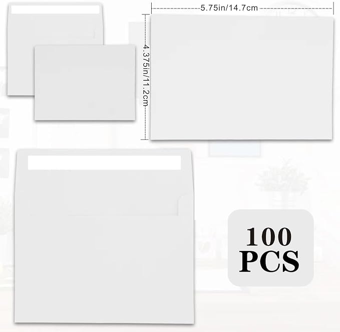 100Packs A2 White Envelopes 4x 5 Inch Card Envelopes, Self Seal - Image 2