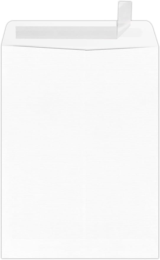 LUXPaper 9 x 12 Open End Envelopes | Peel & Press | White Linen | 80lb. Text | by LUXPaper