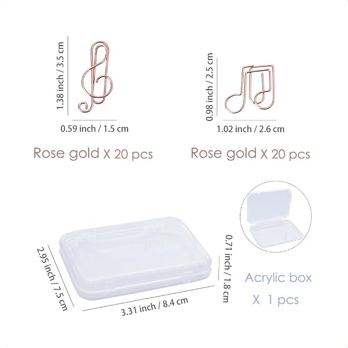 OWLFAVO Clef and Note Shape 40pcs Paper Clips - Image 2