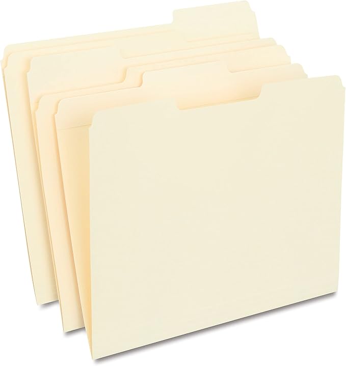 Staples File Folder, Letter Size, Reinforced 1/3‑Cut Tabs, Heavy‑Duty Paper by Staples