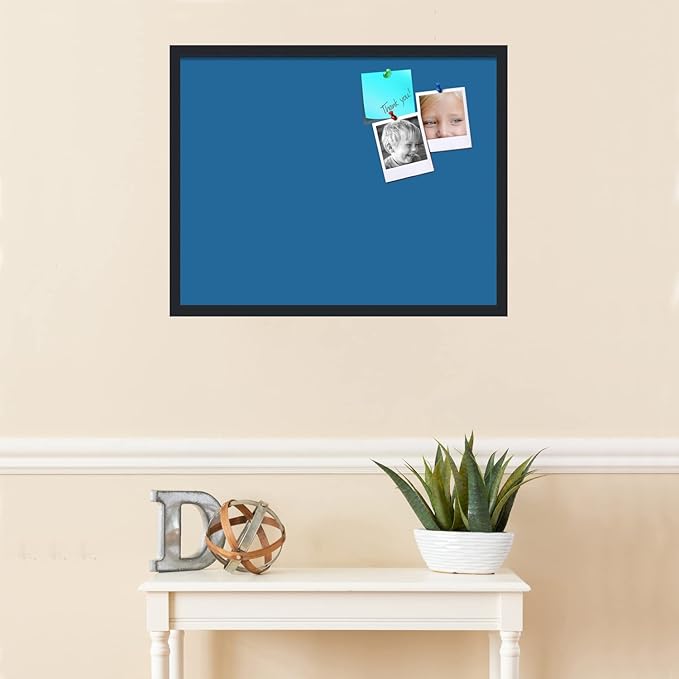 PinPix 28x22 Inch Cork Bulletin Board. This Decorative Framed Pin Board Comes with Navy Pastel Design and a Satin Black Frame. Ideal for Home Office Decor or Message Board (PinPix-1811)-DeskLoop Office