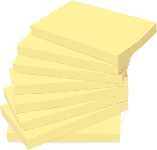 (12 Pads) Large Sticky Notes Yellow 3 x 5in,1200 pcs Self-Stick Notes,100 Sheets/Pad Bright Colors Post Pads,Super Adhesive Sticky Pads Recyclable for Office,Shool,Home,Notebook,Meeting,Clean Removal-DeskLoop Office