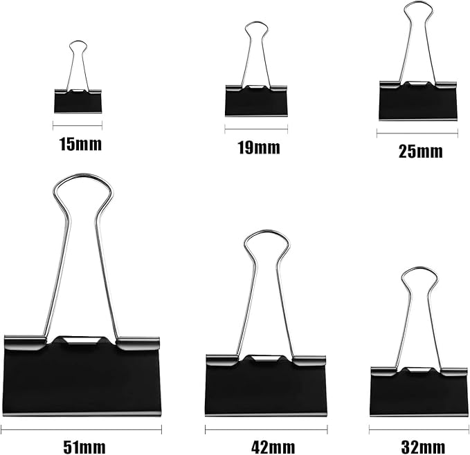 SANNIX 100 PCS Binder Clips Assorted Sizes, X Large, Large, Medium, Small, Mini and Micro, Binder Clips Paper Clamps for Office Home School-DeskLoop Office