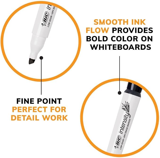 BIC Intensity Low Odor Dry Erase Markers, Chisel Tip, 4-Count Pack of Erasable - Image 7