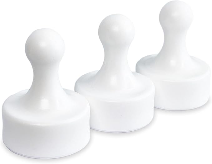 GLASSBOARD STUDIO Powerful Neodymium Magnets, Pawn-Shaped - Strong Fridge/Refrigerator and Whiteboard Magnet, Ideal for Office, Kitchen, Crafts - Rare Earth, Heavy Duty (3, White)-DeskLoop Office