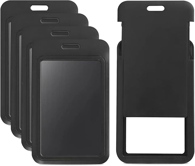 5 Pcs ID Badge Holder, Vertical Key Name Card Protector, Hard Plastic Cover by happyhbt