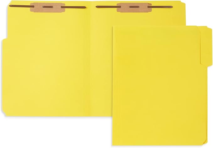 50 Yellow Fastener File Folders by BlueSummitSupplies