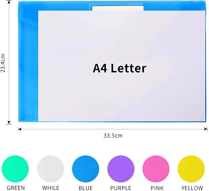 6 Pack Plastic Poly Filing Envelopes, 6 Assorted Color - Image 5