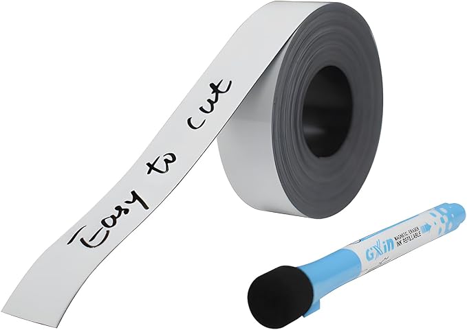 Reusable Dry Erase Magnetic Labels Roll 1" x 25 Feet White, Dry Erase Magnetic by Yamsop