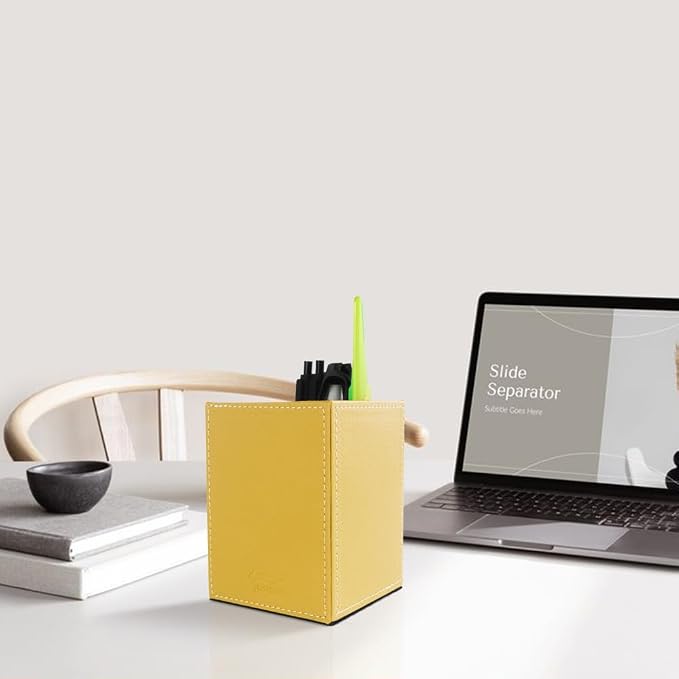 Pen Pencil Holder Cup Container PU Leather Desk Organizer Stand Decor Brush - Image 5
