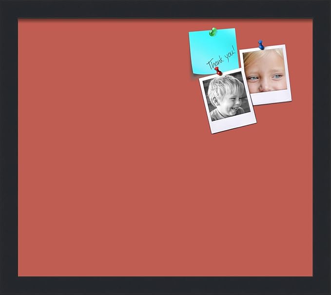 PinPix 16x14 Inch Cork Bulletin Board. This Decorative Framed Pin Board Comes with Crimson Pastel Design and a Satin Black Frame. Ideal for Home Office Decor or Message Board (PinPix-1807)-DeskLoop Office