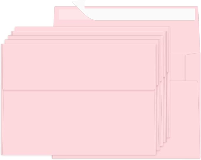 100 Packs Pink 4x6 Envelopes for Invitation Card, A6 Small Envelopes Self Seal by Ouzoustate