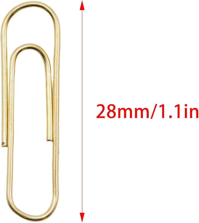 100 Pcs Gold Paper Clips, 1.1 Inch Colorful Paperclips | Colored Paper Clips - Image 2