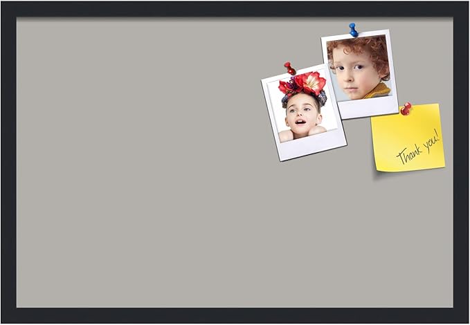 PinPix 27x18 Inch Cork Bulletin Board. This Decorative Framed Pin Board Comes with Dark Stone Design and a Satin Black Frame. Ideal for Home Office Decor or Message Board (PinPix-1808)-DeskLoop Office