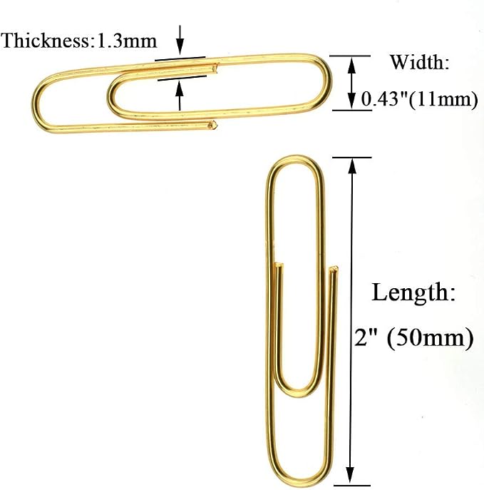 HAHIYO Paper Clips Large 2 inches Length Gold Paperclips Vinyl Coated Prevent - Image 2