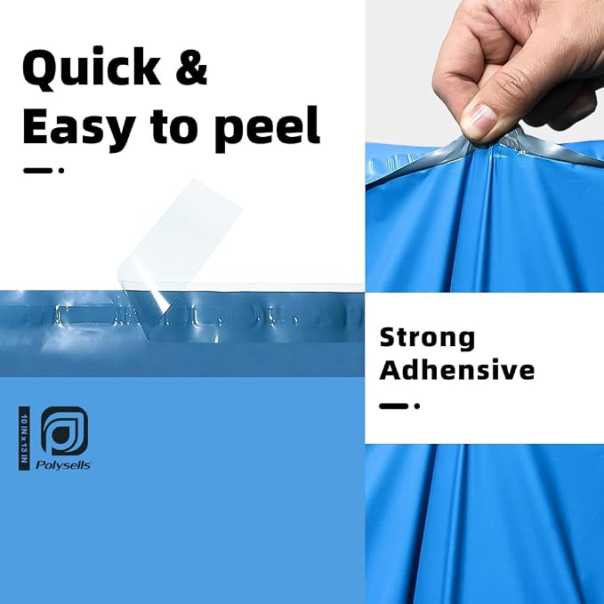 POLYSELLS 1000 pcs 10x13 Inches Blue Poly Mailers Shipping Envelopes, Strong - Image 3