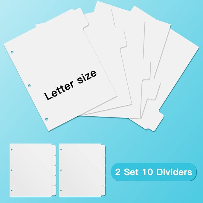 3 Ring Binder Dividers with 5 Tabs, Write & Erase Plastic Binder Dividers - Image 2