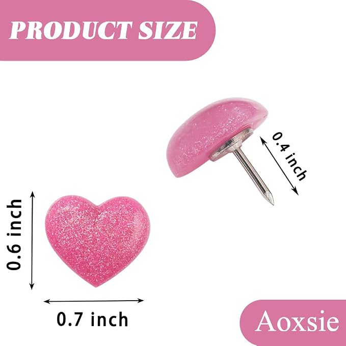 27pcs Decorative Cute Push Pins Heart White Pink Thumbtacks Thumb Tacks Pushpins - Image 2