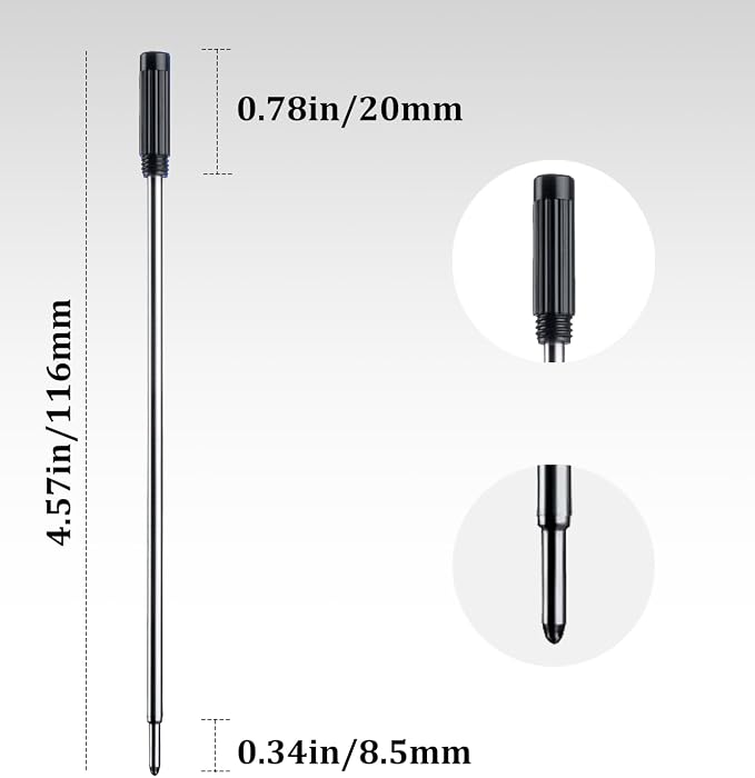 Black Ink Refills, Replaceable Pens Refills, 1mm Medium Tip - Image 2