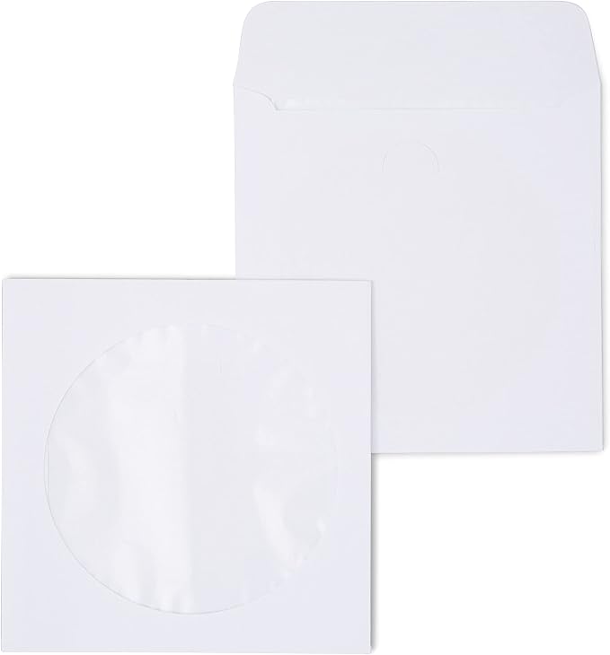 Staples 5 x 5 White Open‑End CD/DVD Envelopes, Protective Media Sleeves by Staples