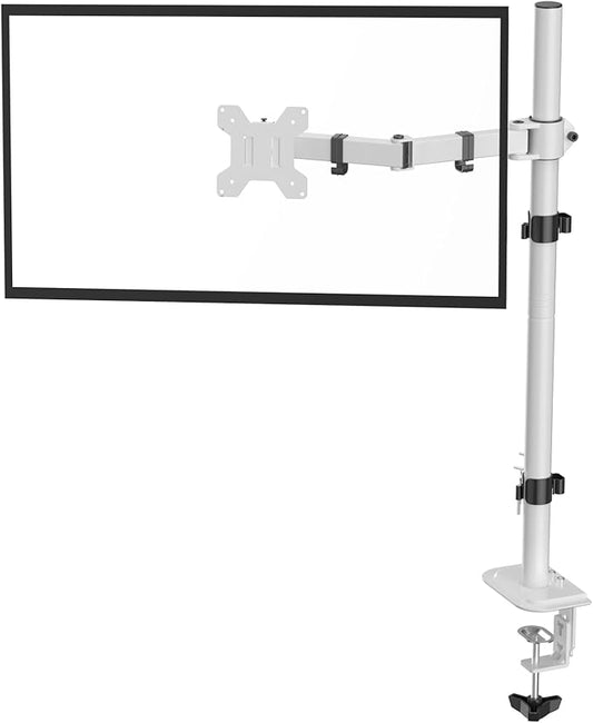 Suptek Single Monitor Arm Desk Mount Fully Adjustable Monitor Stand for 1 / One Screen up to 32 inch Extra Tall 31.5 inch Pole,White (MD6821W)-DeskLoop Office
