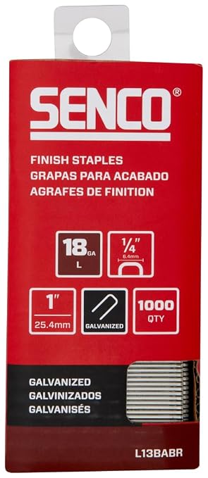 SENCO L13BABR 18 Gauge, 1/4" Crown Finish Staples, Galvanized by SENCO