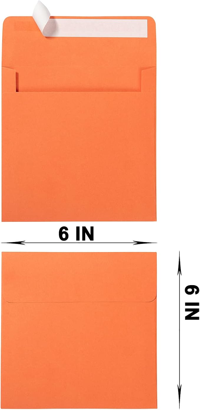 50 Pack 6 x 6 Square Envelopes Self Seal, Colorful | - Image 2