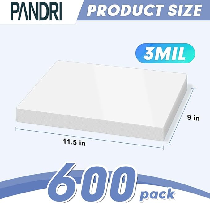 Laminating Sheets, PANDRI 600 Pack Thermal Laminator Pouches Holds 8.5 x 11 Inch, 3 Mil Clear Laminator Paper 9 x 11.5 Inch, Letter Size-DeskLoop Office