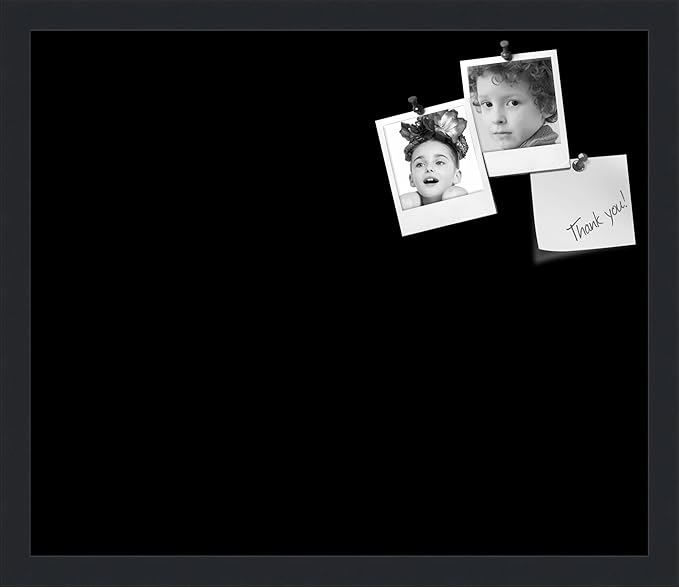 PinPix 20x17 Inch Cork Bulletin Board. This Decorative Framed Pin Board Comes with Solid Black Design and a Satin Black Frame. Ideal for Home Office Decor or Message Board (PinPix-622)-DeskLoop Office