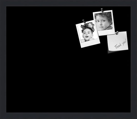 PinPix 20x17 Inch Cork Bulletin Board. This Decorative Framed Pin Board Comes with Solid Black Design and a Satin Black Frame. Ideal for Home Office Decor or Message Board (PinPix-622)-DeskLoop Office