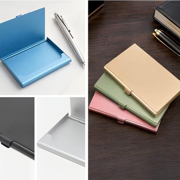 2-Pack Blue Aluminum Business Card Holder Slim Flip Pocket Case | aluminum - Image 5