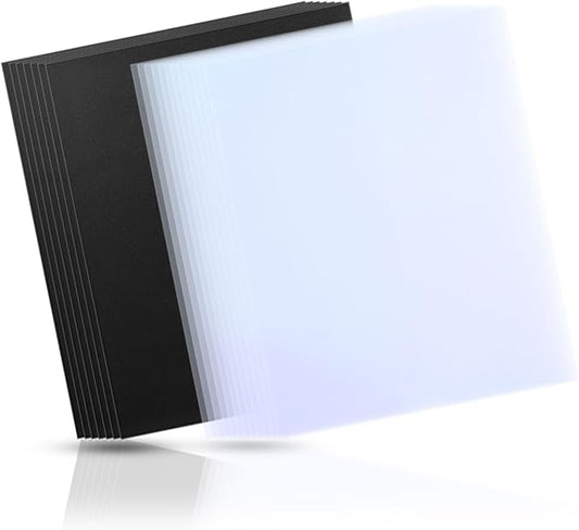 HOUYEE 100 Pack Binding Covers Set, 8.5x11 Inches, Including 50 Pcs 8 Mil Clear Binding Covers, 50 Pcs 12 Mil Black Sand Plastic-DeskLoop Office