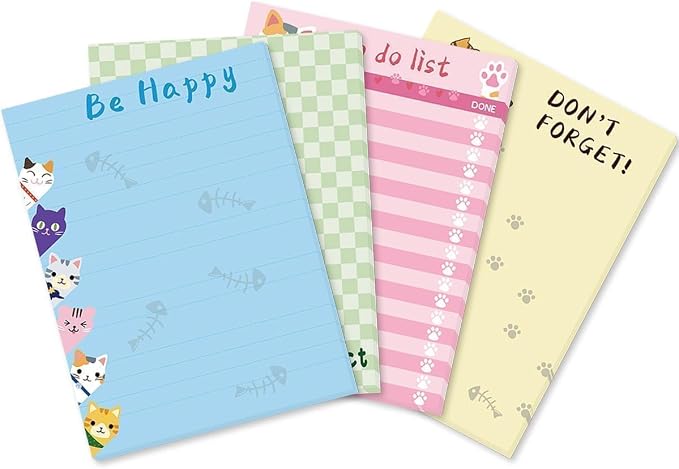 Fancy Land Cats Memo Pads 4 Pack Cute Animal Notepads - Image 2