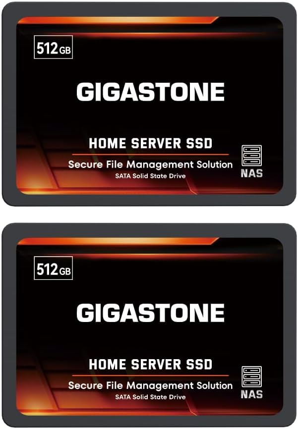 Gigastone Home Server SSD 512GB NAS SSD Drive Cache (2-Pack) 24/7 Durable TLC High Endurance Personal Cloud Data Sync Network Attached Storage RAID 3D NAND 2.5" SATA Internal Solid State Hard Drives-DeskLoop Office