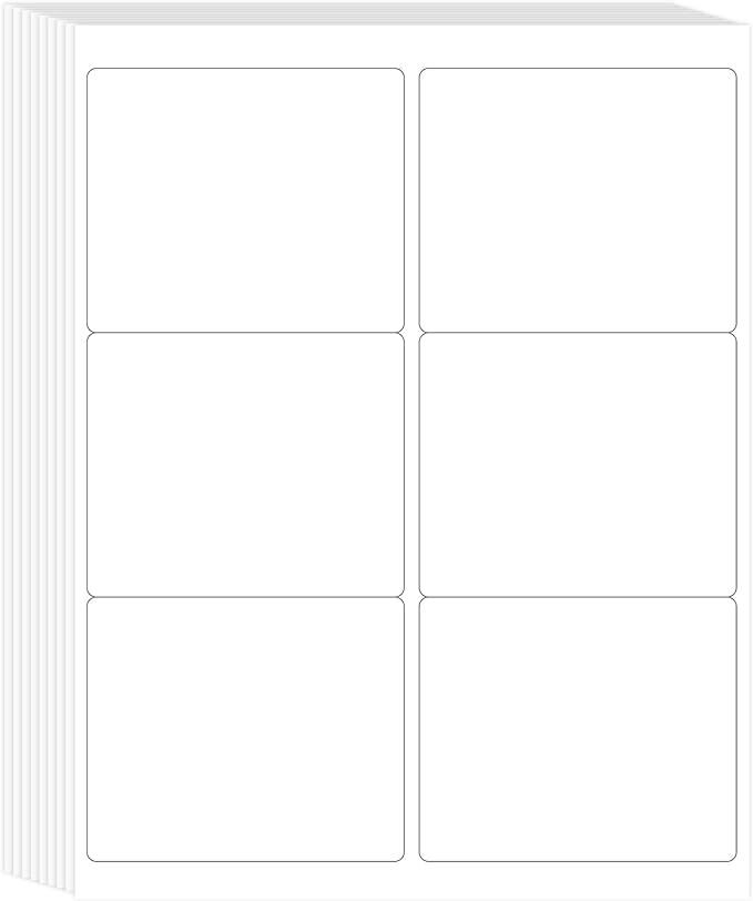 L LIKED 3-1/3" x 4" Shipping Labels 30 Sheets, Total 180 Printable White Sticker Labels, Laser/Inkjet Printing - Matte-DeskLoop Office