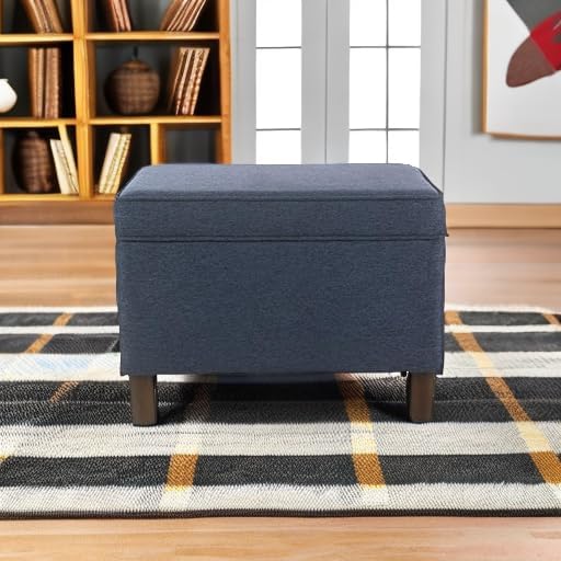 Home Decor | Dinah Collection Modern Storage Ottoman | Ottoman with Storage for Living Room & Bedroom (Navy)-DeskLoop Office
