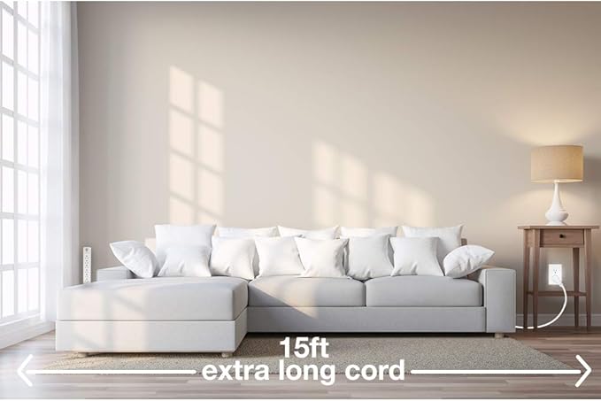 Digital Energy 6-Outlet + 2 USB 1050 Joule Surge Protector Power Strip with 15-Ft Long Extension Cord, White, UL Listed-DeskLoop Office