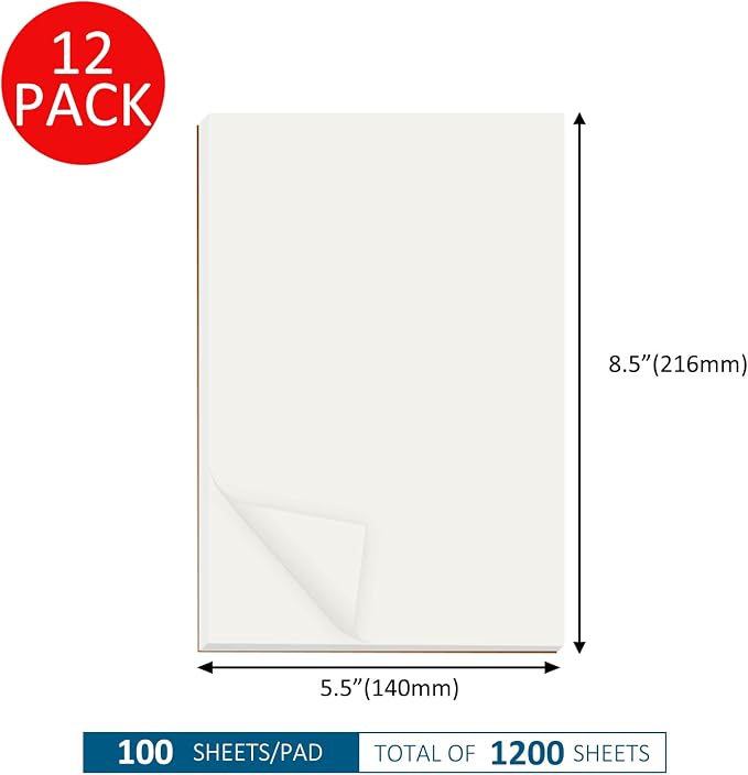 12 Pack Memo Pads 5.5X8.5 Inch Scratch Pads/Writing Pads, Total 1200 Sheets - Image 2