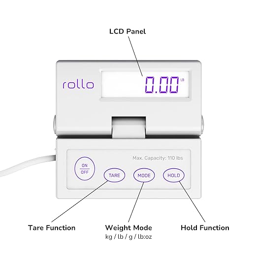 Rollo Shipping Scale For Packages - Digital Shipping Postal Scale (110 Lb Max) - Hold and Tare Functions - Includes AC Adapter and 2x AAA Batteries-DeskLoop Office