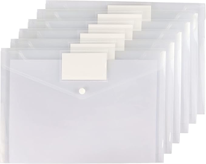 6 Pack Clear Document Folders Plastic Envelopes, A4 Size, - Image 2