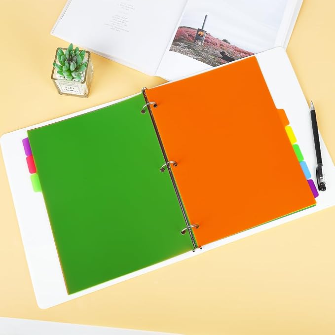 Binder Dividers for 3 Ring Binder, 8 Tab Set, Durable Plastic Tabs - Image 3