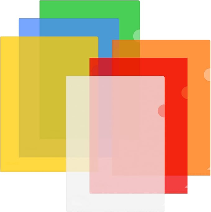 ViVin 6 Pack Plastic Clear Document Folders, L-Type Plastic 8.5x11 File Sleeves by ViVin