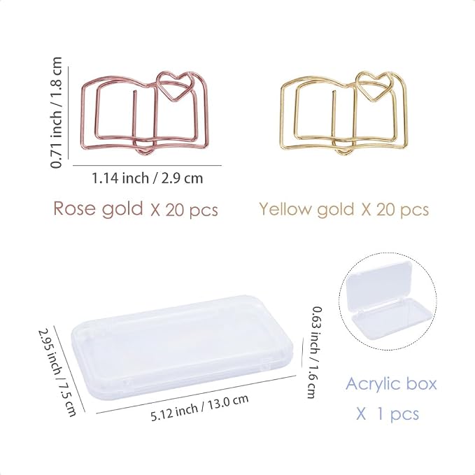 OWLFAVO 40pcs Book Shape Paper Clips - Image 2