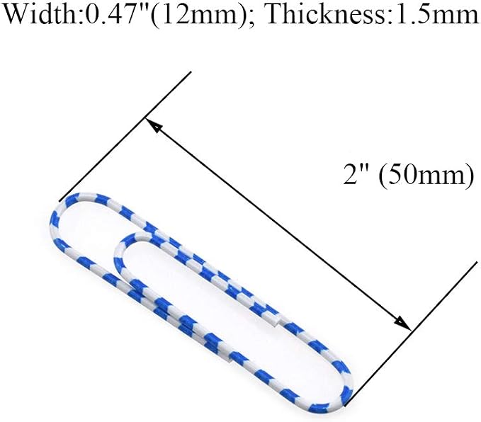 HAHIYO Paper Clips 2 inches Length Striped Paperclips Vinyl Coated Prevent - Image 2