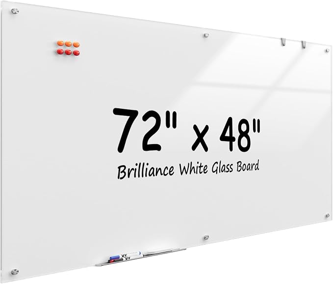 MaxGear 72" x 48" Glass Whiteboard Wall Mounted by MaxGear