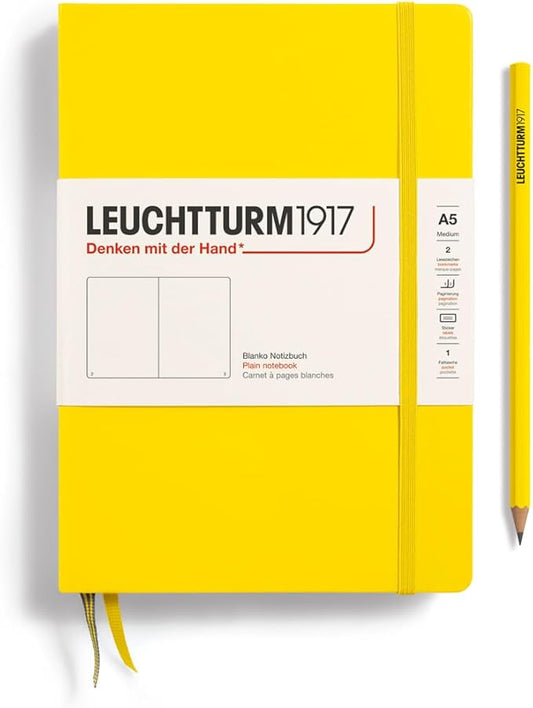 LEUCHTTURM1917 - Notebook Hardcover Medium A5-251 Numbered Pages for Writing and Journaling (Lemon, Plain)-DeskLoop Office