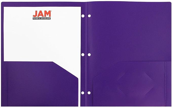 JAM PAPER Heavy Duty Plastic 3 Hole Punch Pocket Folders - Image 4
