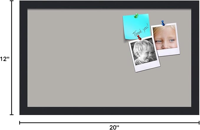 PinPix 20x12 Inch Cork Bulletin Board. This Decorative Framed Pin Board Comes with Dark Stone Design and a Satin Black Frame. Ideal for Home Office Decor or Message Board (PinPix-1808)-DeskLoop Office