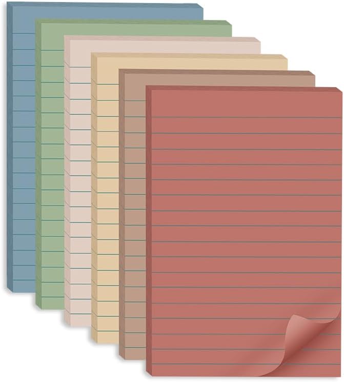 Kozerite Lined Sticky Notes 4x6 in, Large Notepads by Kozerite